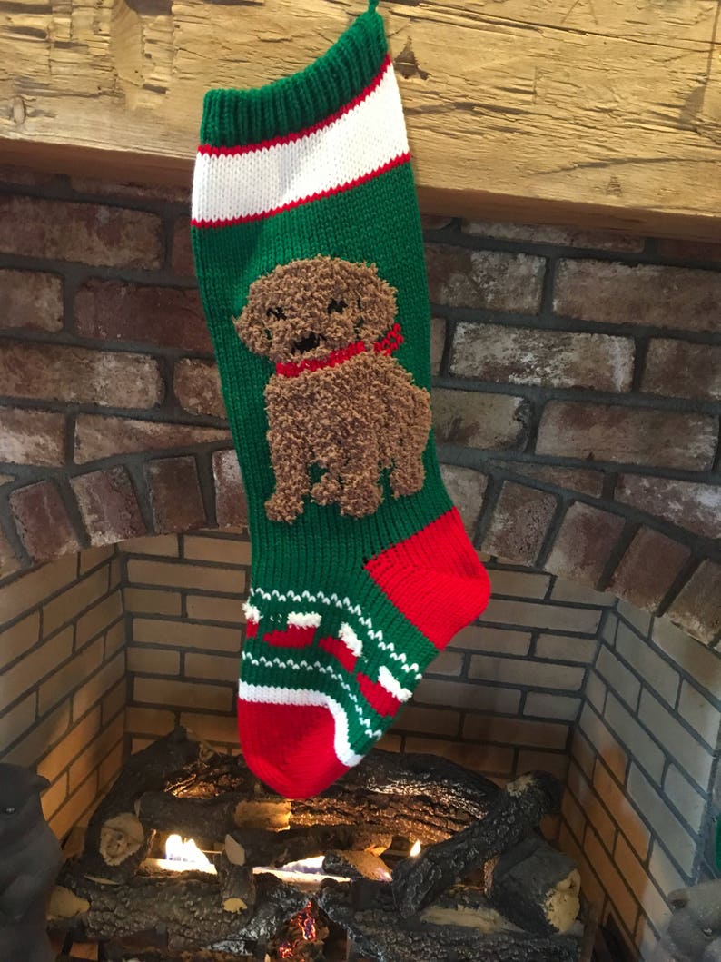 Dog Christmas Stocking Brown Dog