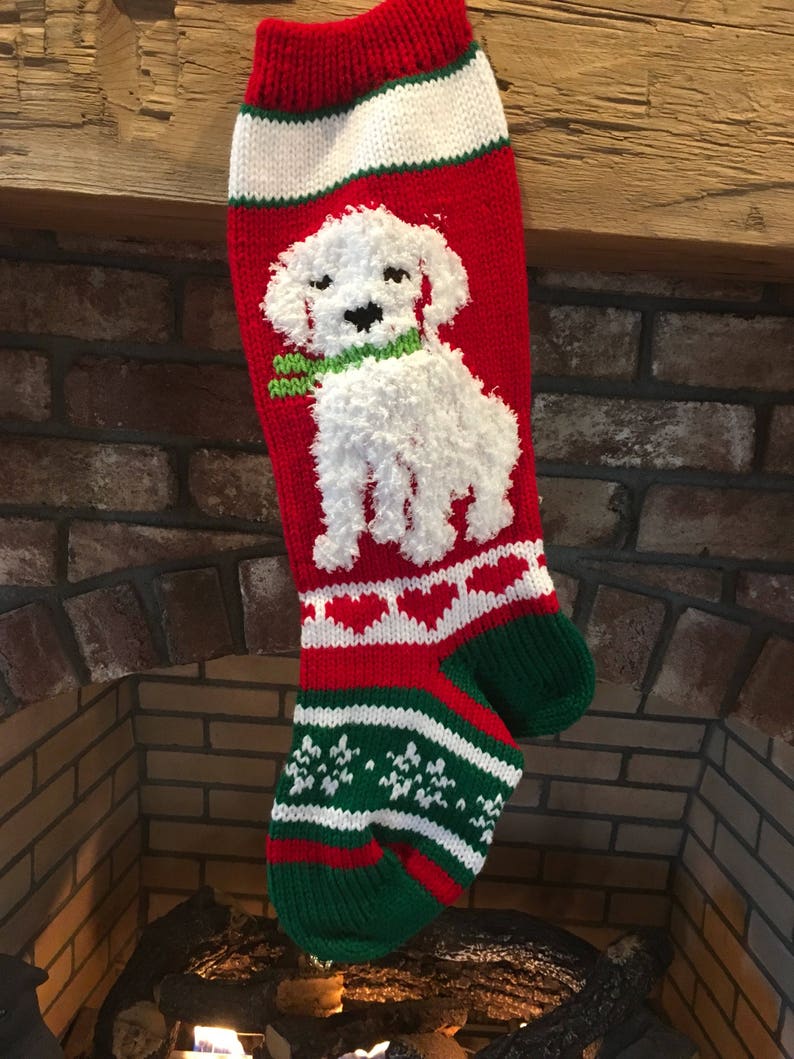 Chaussette de Noël pour chien White Dog w Hearts