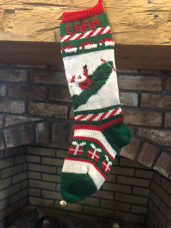 Handknit Airplane and Helicopter Santa Christmas Stocking -  Israel