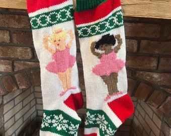 Hand Knit Ballerina Stocking