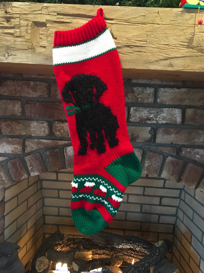 Dog Christmas Stocking Black Dog