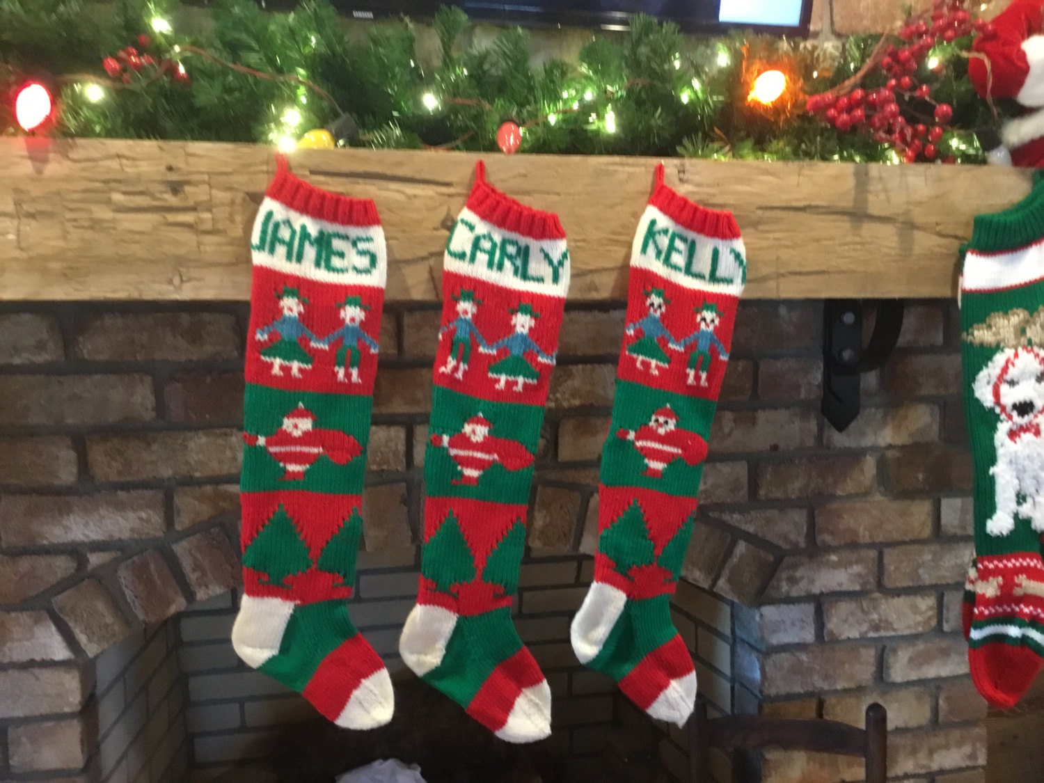 Vintage Hand Knit Wool Stocking