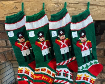 Hand Knit Soldier Boy Christmas Stockings
