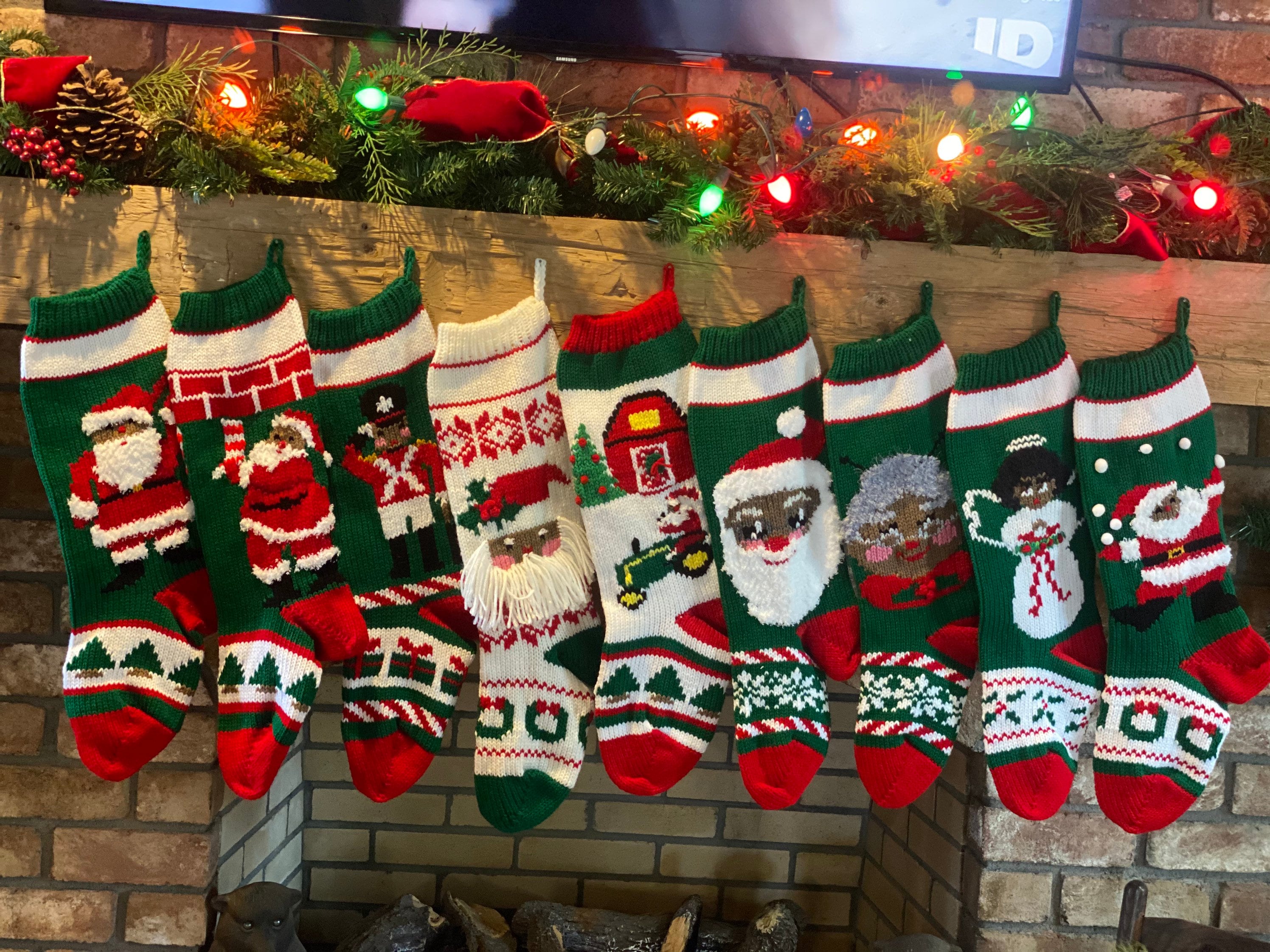 Hand Knit African American Christmas Stockings 