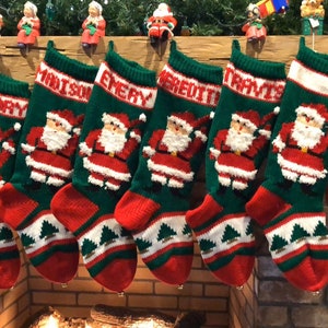 Hand Knit Waving Santa Stocking