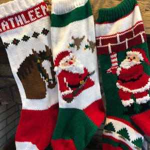 Hand Knit Hunter Santa, Santa Hanging Stocking, Fishing Santa