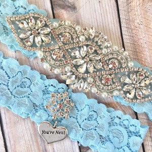 Blue Wedding Garter, Wedding Garter Blue, Something Blue Garter, Something Blue Wedding Garter, Blue Bridal Garter, Blue Garter Set