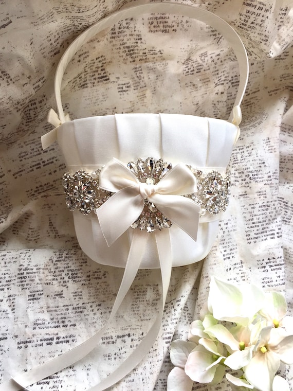 Flower Girl Basket Ivory Ivory Flower Girl Basket And Ring Etsy