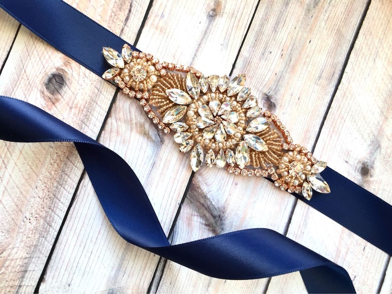 Rose Gold Bridal Garter Rose Gold Garter Rose Gold Garter Set Rose gold and Navy garter set Rose Gold Wedding Garter No Slip Garter Set