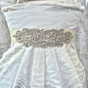 Beaded Wedding Belt, Beaded Wedding Sash, Bridal Sash, Rhinestone Belt, Rhinestone Wedding Belt, Ivory Wedding Sash, Ivory Beaded Sash