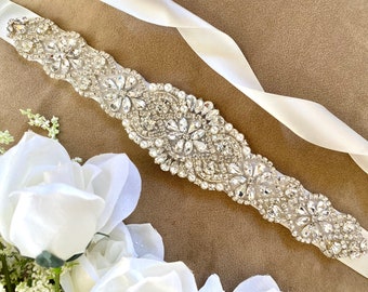 Crystal wedding sash, Crystal bridal sash, crystal sash belt, ivory wedding sash, ivory bridal sash, ivory sash belt, crystal wedding belt