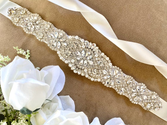 Ivory wedding sash hot sale
