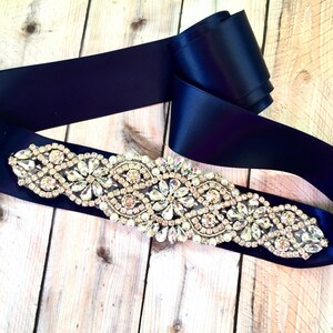 Navy wedding sash, Bridesmaids Sash, Navy Bridal sash, Crystal Wedding Sash, Navy Wedding Belt, Navy Bridesmaids Sash, Navy blue sash