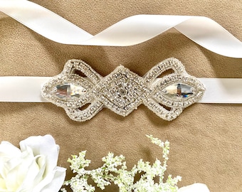 Unique Wedding Sash Belt, Rhinestone Bridal Sash, Crystal Wedding Sash, Wedding Dress Sash, Vintage Rhinestone Sash Belt