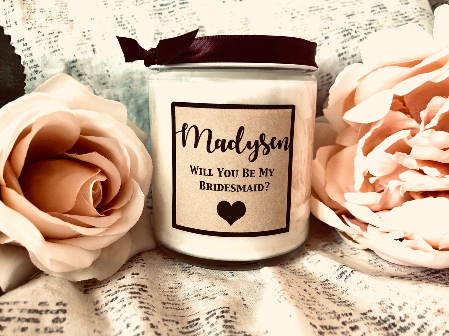 Candle Bridesmaid Proposal Bridesmaid Candle Gift Hello Etsy