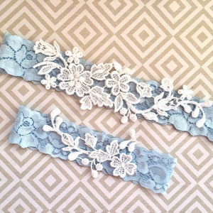 Blue Lace Garter Set, Blue Garter No Slip, Blue Garter Wedding, Blue Bridal Garter, Bridal Wedding Garter Set, Blue Garters, Blue Wedding