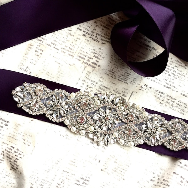 Bridal sash purple, Bridal sash DIY, purple sash belt, purple sashes, eggplant belt, eggplant sash, beaded sash belt, beaded sash, sash