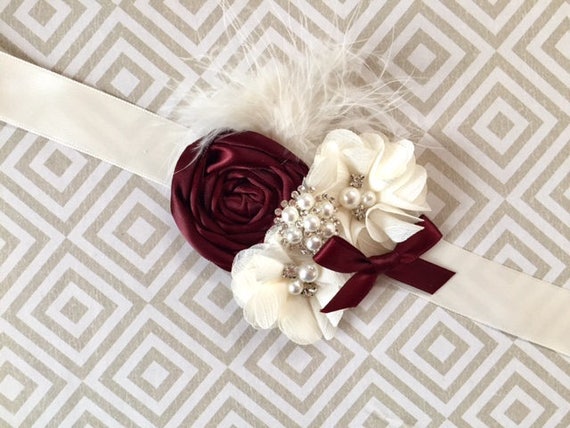burgundy flower girl sash