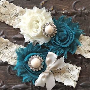 Garter Set, Lace Bridal Garter - Teal Garter, Teal Wedding Garter, Wedding Garter Set, Teal Garter Set, Bridal Garter, Garters, Pick Colors