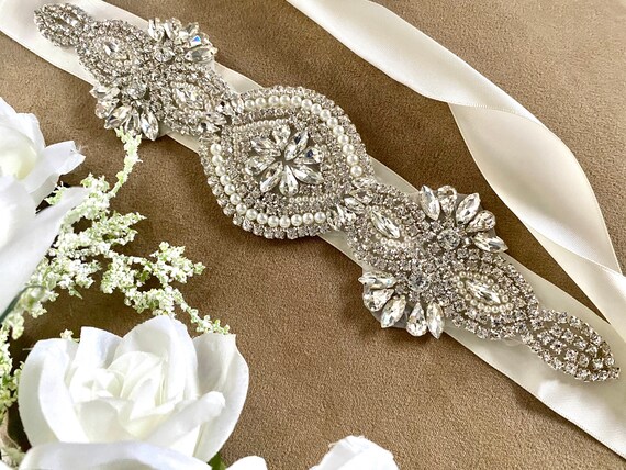 VTG Art Deco Bridal Formal Rhinestone Belt Bridal Belt-bridal Sash-wedding Belt-bridesmaid Belt-art  main image 2
