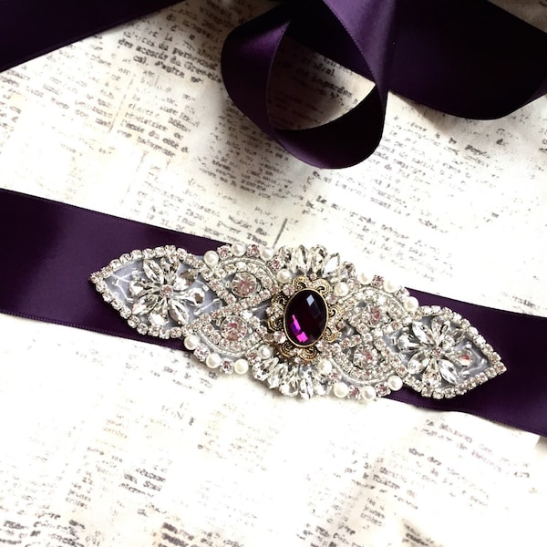 Ceinture de demoiselles d'honneur aubergine, ceinture de fille de fleur violette, ceinture de ceinture violette, ceinture de mariée aubergine, ceinture de mariage violette, ceinture de demoiselles d'honneur