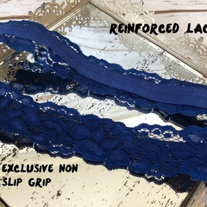 Steel Blue No Slip Garter Set // Dusty Blue Lace Garters // Something Blue Wedding Garter // Blue Garter for Bride // Wedding Accessories image 5