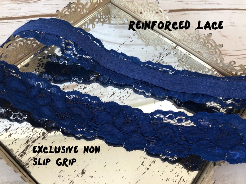 Steel Blue No Slip Garter Set // Dusty Blue Lace Garters // Something Blue Wedding Garter // Blue Garter for Bride // Wedding Accessories image 5