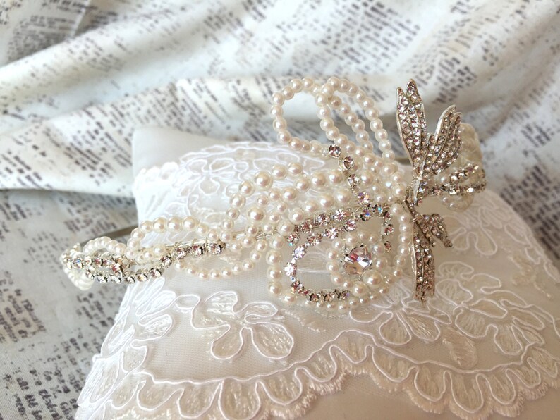 bridal headpiece Pearl Bridal headband Pearl Pearl Hairpiece Pearl Bridal Headband SALE Bridal headpiece vintage Bridal Hairpiece