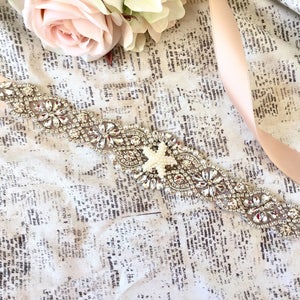 Starfish bridal belt, starfish bridal sash, Pearl starfish wedding sash, beach wedding sash, beach wedding belt, beach bridal belt -  S-1272