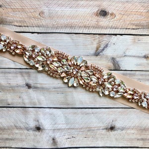 Opal Bridal Belt Wedding Sash Rose Gold Bridal Belt - Wedding Belt Opal Sash - Rose Gold and Opal Sash Belt - Bridal Belts - Wedding Sashes