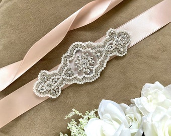 Pearl Sash for Wedding, Art Deco Sash, Pearl Bridal Sash, Wedding Dress Sash, Vintage Rhinestones and Pearls, Pearl Sash Belt Gatsby