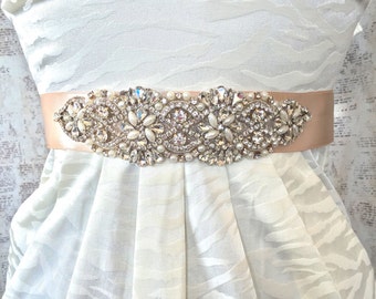 Bridal Sash Belt, Bridal Sash Rhinestone, Bridal Sash Champagne , Rhinestone Belt, Wedding Sash Belt, Wedding Sash, Beaded Sash