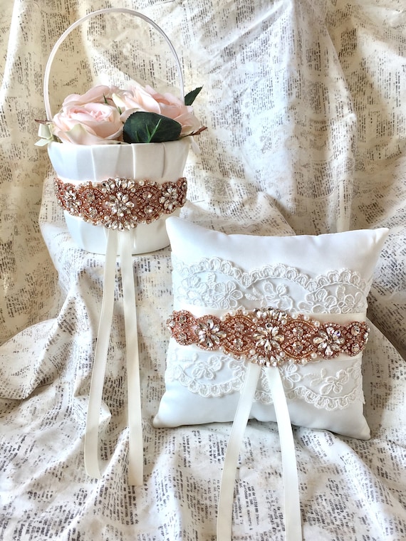 rose gold flower girl basket