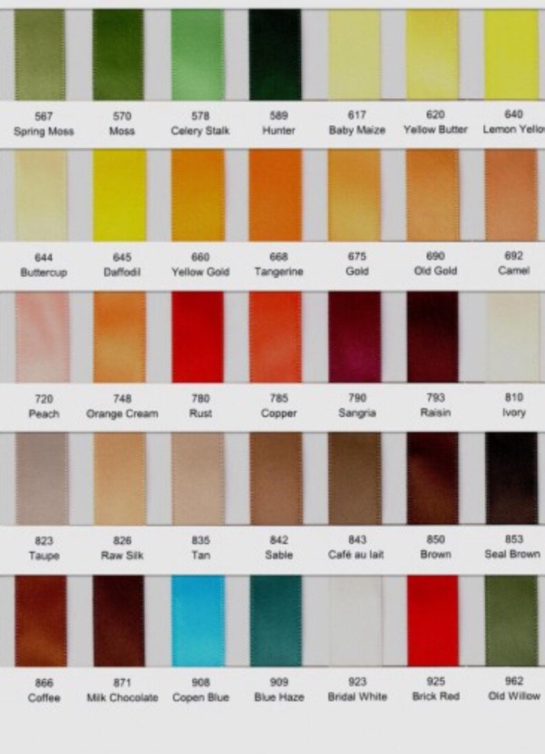 Puede incluir: Una carta de colores de 24 colores de cinta diferentes con n&uacute;meros y nombres correspondientes. Los colores van del verde al marr&oacute;n, del azul al rojo. Los colores de la cinta est&aacute;n dispuestos en filas de 8.