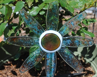 Estaca de flores de jardín de vidrio transparente