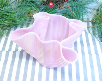 Soporte de vela de vidrio rosa