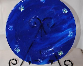 Plato azul tenue Cristal 13"