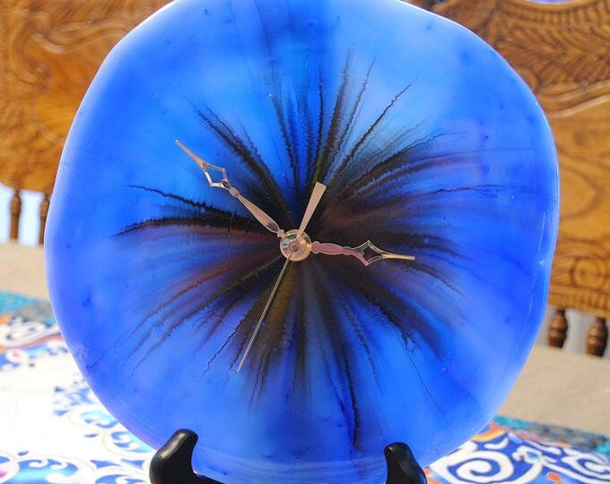 Fused Glass Clock Face in Light Blue With Star Burst Etsy