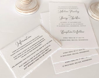 Wedding party invitation with deckled edges  "Adeline"