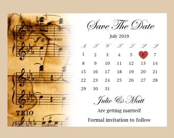 Music Save the date card, invitation "Julie"