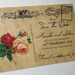 Guardar la fecha postal "Amelia" rosas vintage