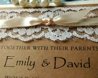 Wedding invitation &quot;Emily&quot;, rustic, shabby chic