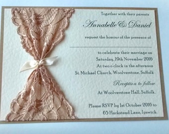 Luxury wedding invitation, "Annabelle" flat invitation