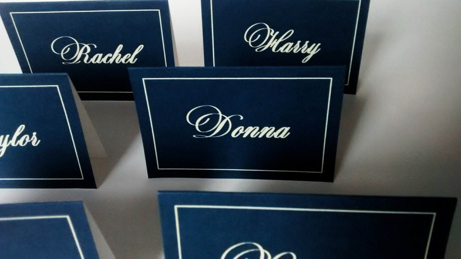 Place cards linen place cards elegant place cards navy and Etsy