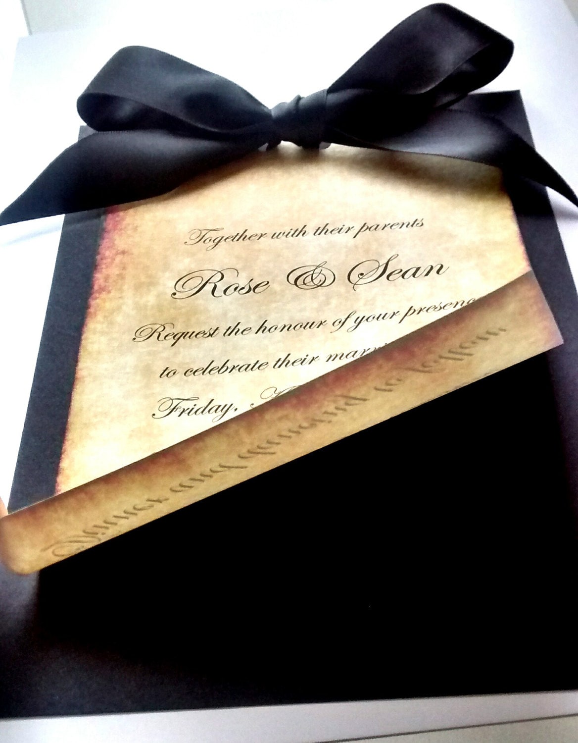 Vintage Invitation, rose Parchment Invitation, Old Paper Wedding ...