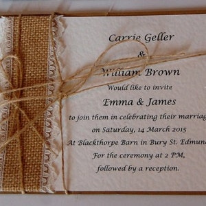 Rustic wedding party invitation, Carrie jute image 3