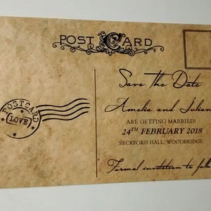 Guardar la fecha postal "Amelia" sello vintage