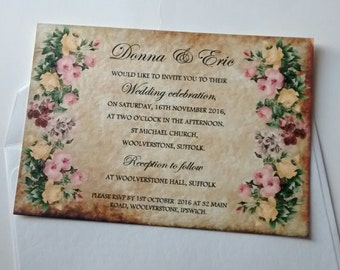 Floral vintage wedding invitation "Donna"