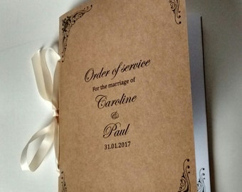 Rustic order of service "Caroline", order of the day