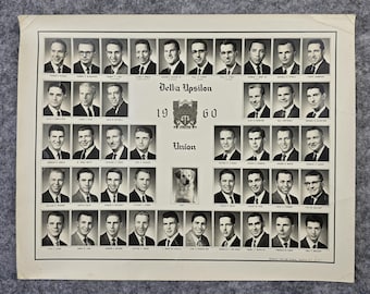 Vintage 1960 Delta Upsilon Fraternité photo composite Union College Vantine 8 x 20